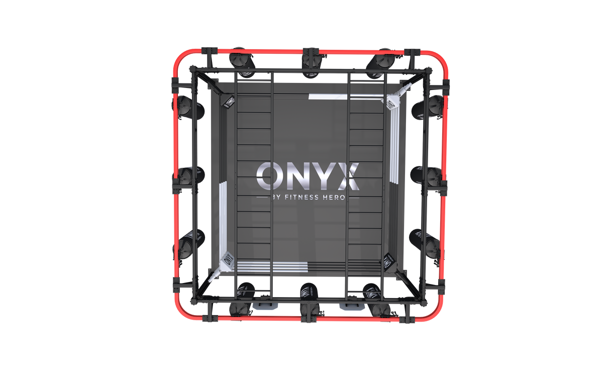 Onyx Liftable Boxing Ring | Matrix Style Combat Rig by Fitness Hero. Aerial View