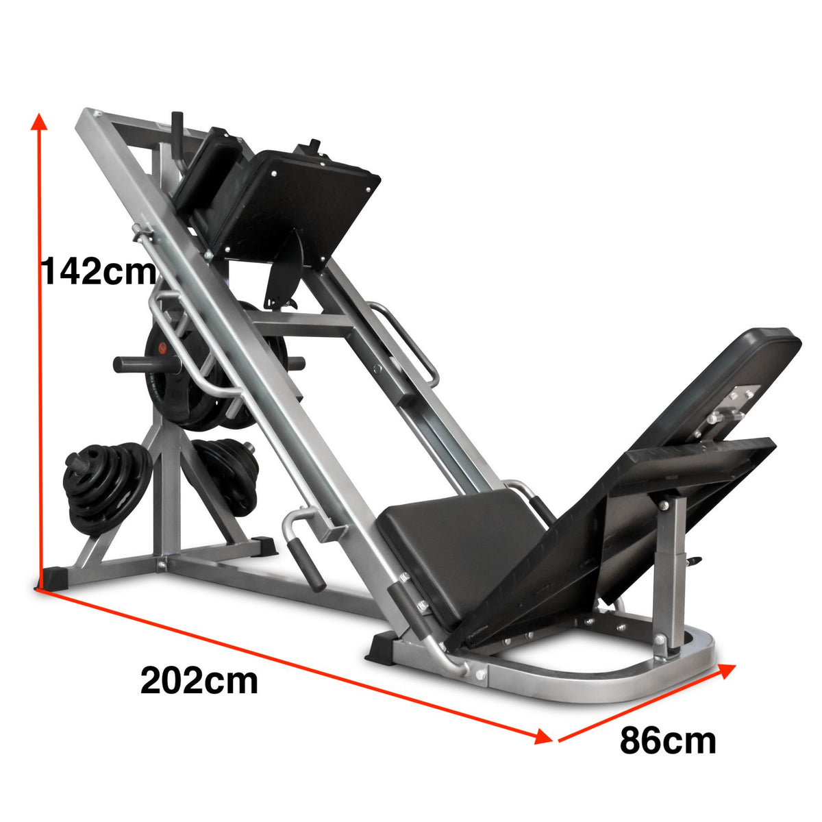 Commercial 2-in-1 Leg Press & Hack Squat Combo Machine Size dimensions