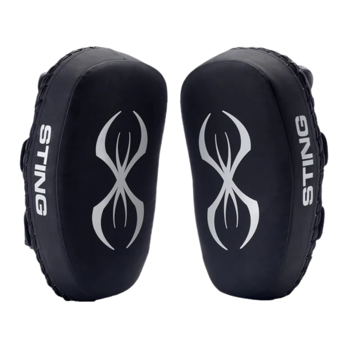 Sting Python Thai kick pads with dense foam padding and reinforced grip handles for Muay Thai and combat sports training