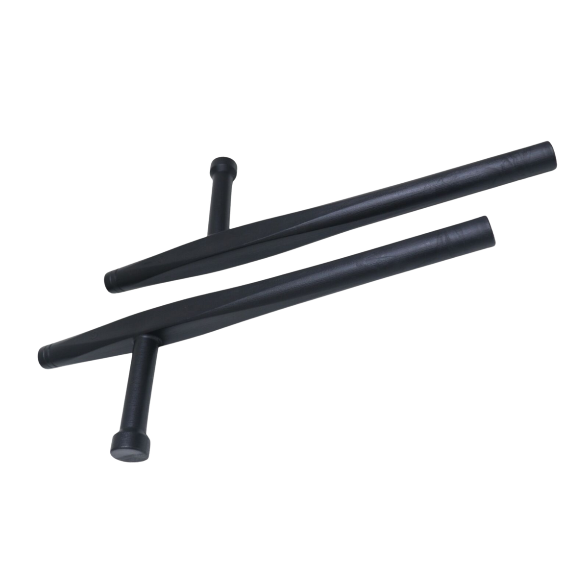 Pair of black 50cm polypropylene tonfa sticks for martial arts forms, self-defence and controlled weapons training.