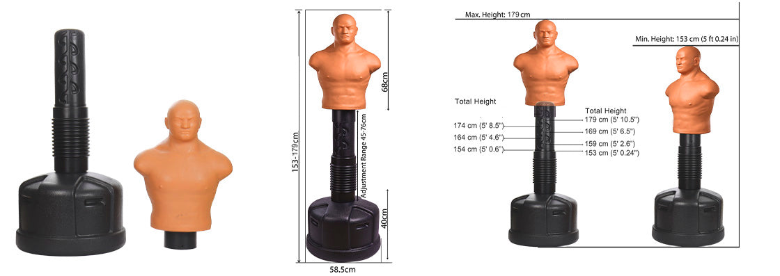 Adjustable freestanding BOB punching dummysize guide