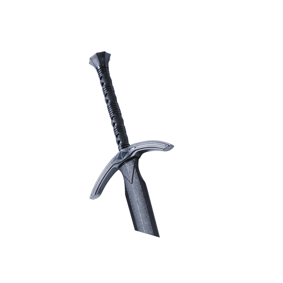 Black 116cm polypropylene training sword with crossguard for martial arts forms and controlled weapons practice.