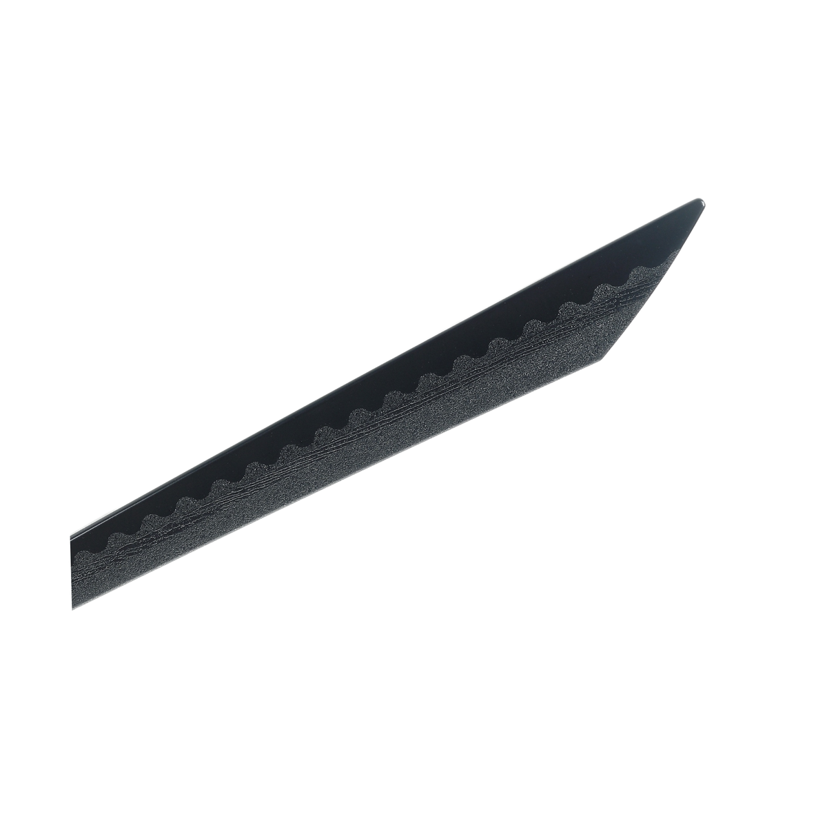Black polypropylene mandau training sword with textured handle for martial arts forms and controlled practice.