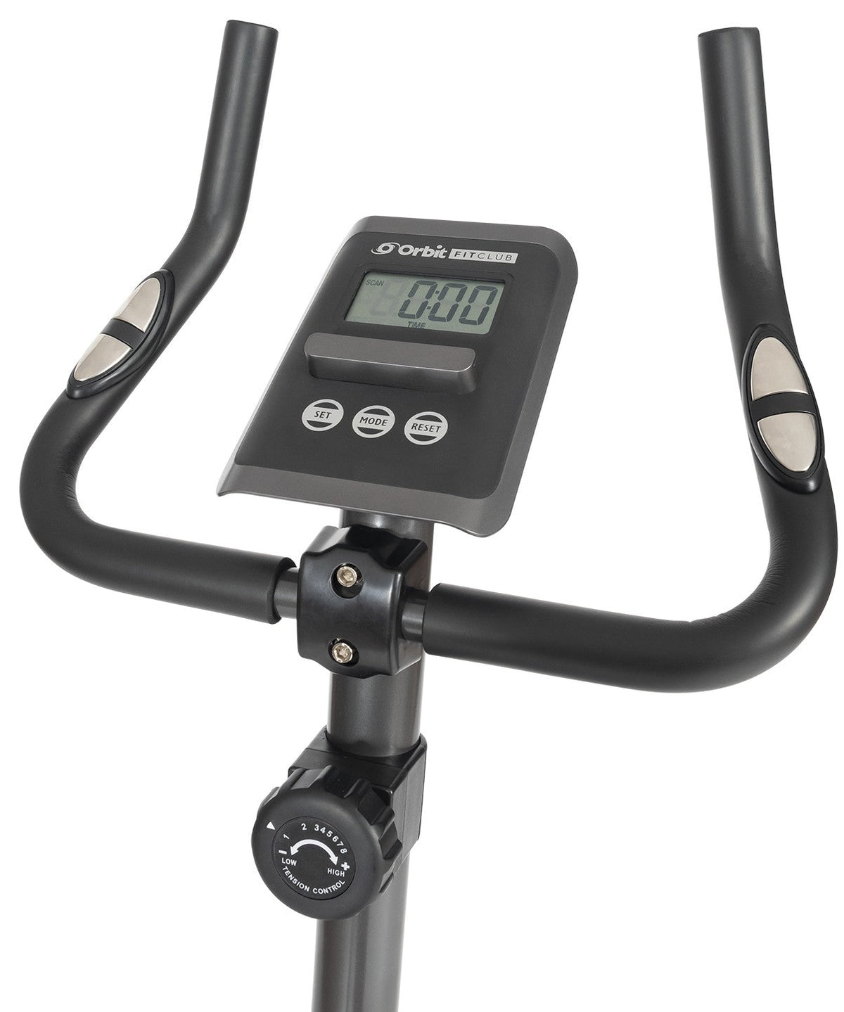 Close-up of the FitClub Exercise Bike's multi-function LCD display