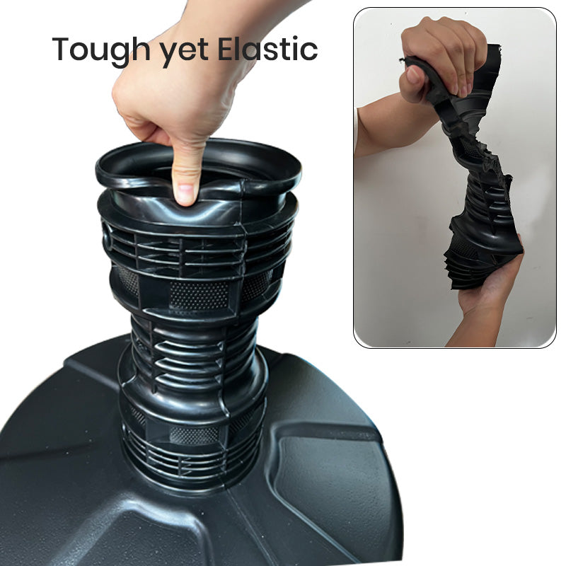 Triple locking system with rotation, pin, and metal straps