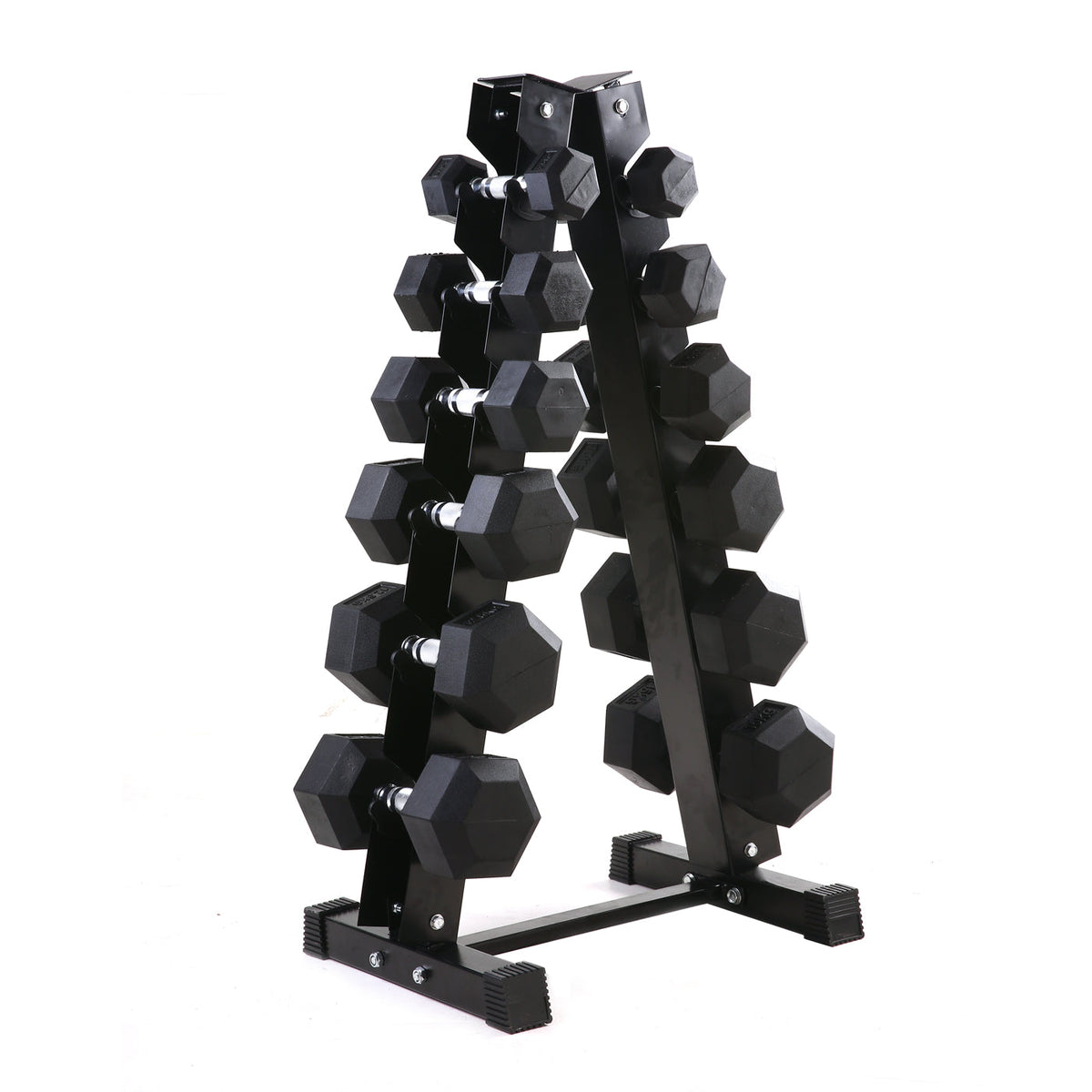 10kg - 20kg Hex Dumbbell Set & Rack - 5 Pairs