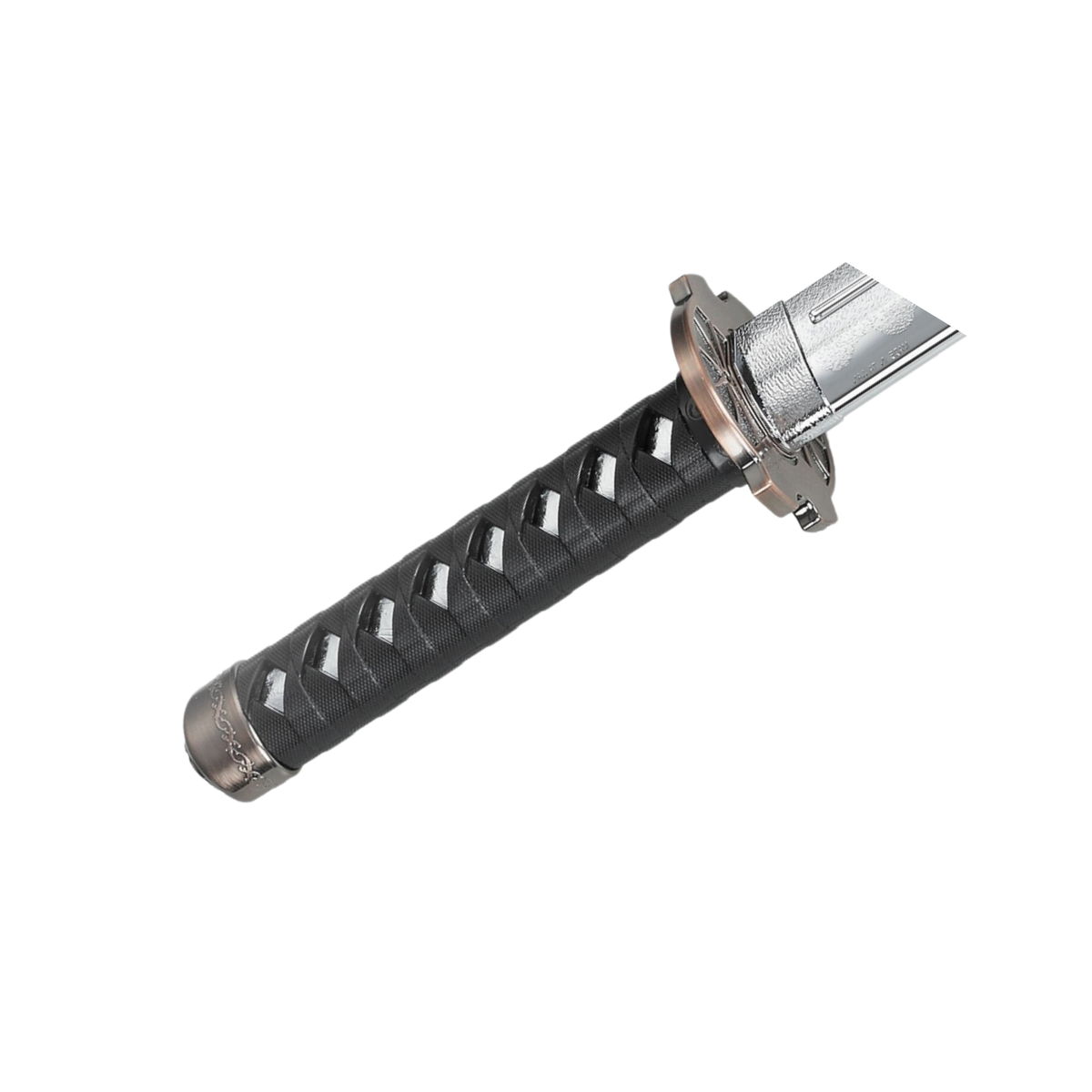 ABS wakizashi training sword with plated blade and black wrapped handle for martial arts forms and controlled practice.