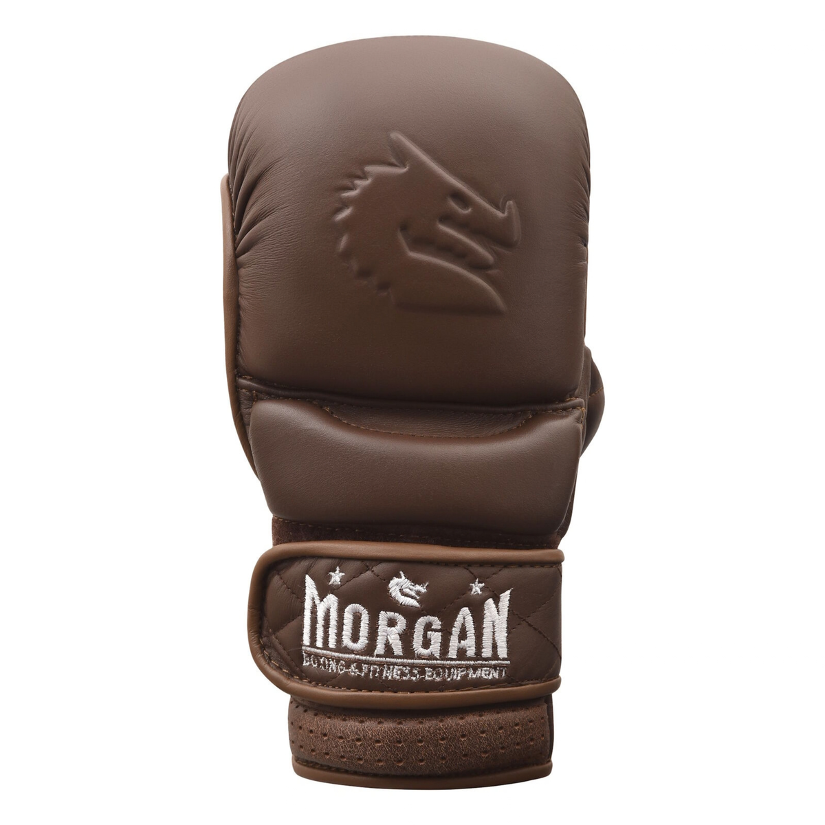 Morgan 1918 Heritage MMA sparring glove back - quilted leather and embossed dragon