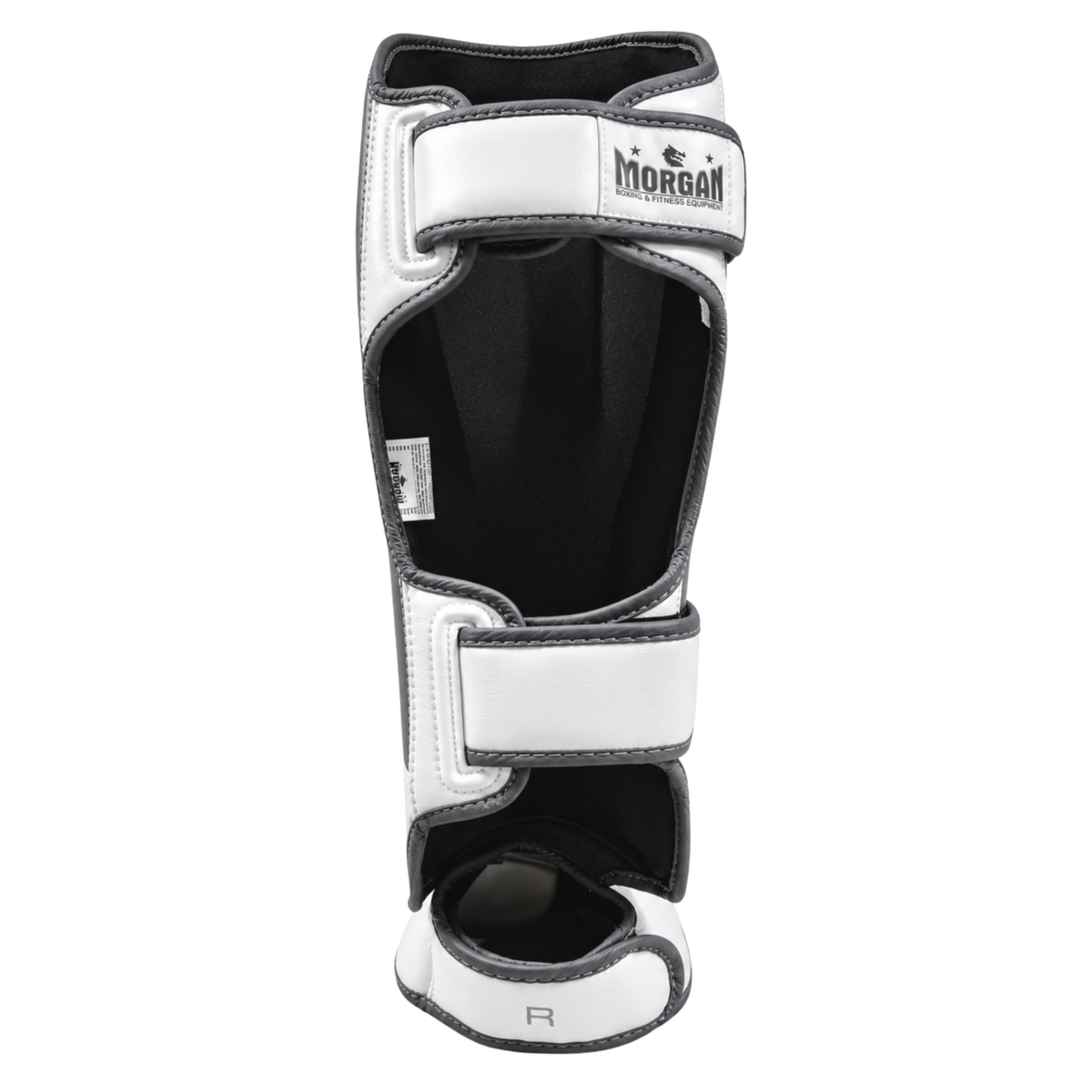 White Knight shin guard achilles strap and underfoot elastic detail