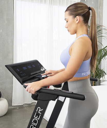 Shock absorption treadmill deck on the StarStrider SS450 for joint-friendly workouts.