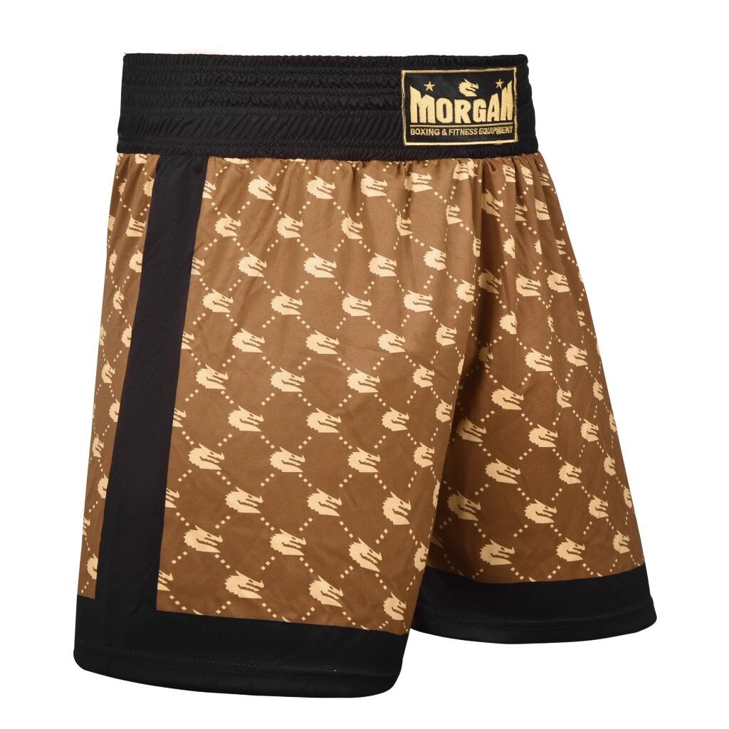 Morgan 1918 Heritage Boxing Shorts waistband and logo detail