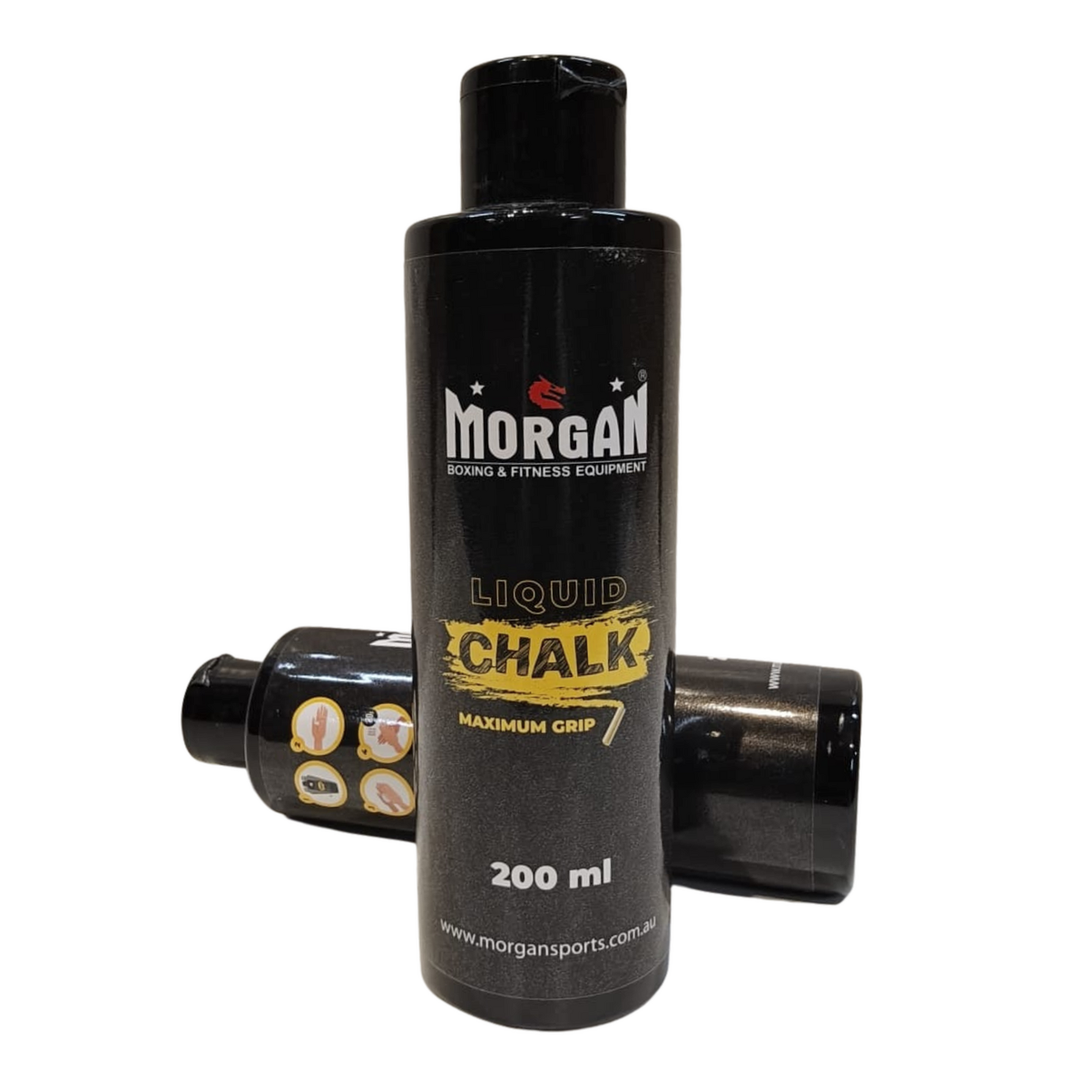 Morgan Magnesium Liquid Gym Chalk 200ml squeeze bottle, front view