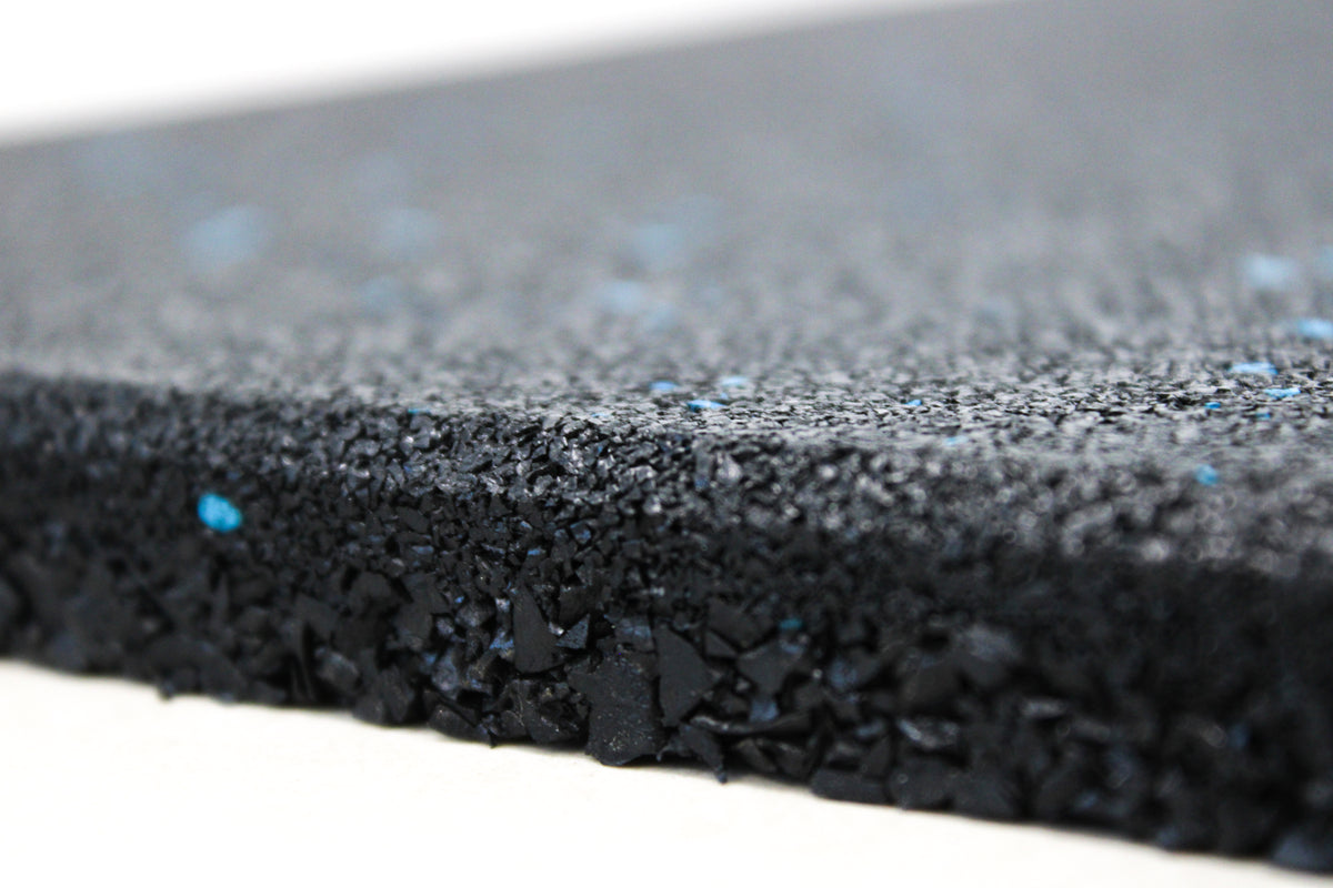 Blue Fleck Rubber Gym Flooring - Commercial Grade Rubber Tile | 15mm thickness close up