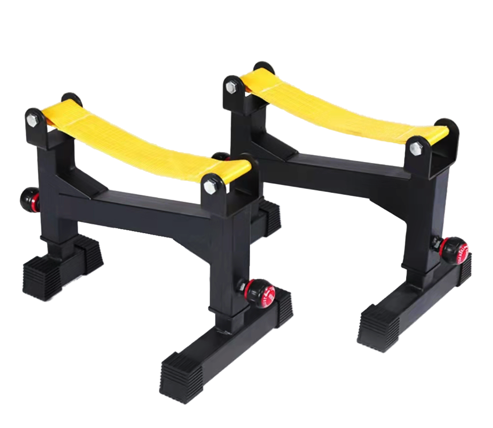 Adjustable deadlift rack with safety straps for weight training