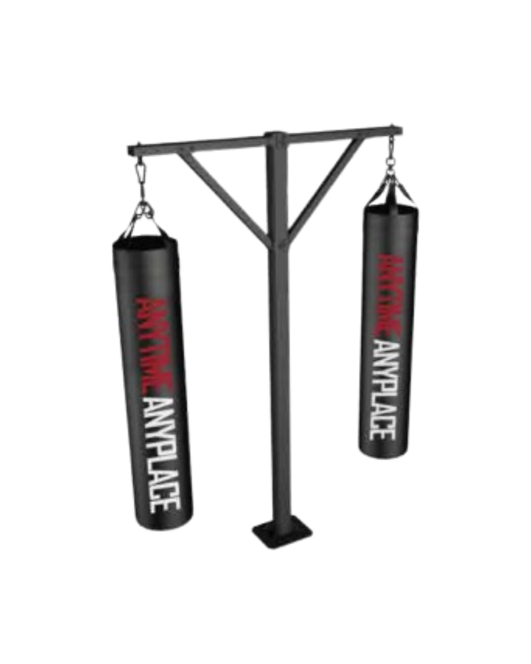 Double floor-mounted boxing bag stand for two heavy bags – commercial grade steel
