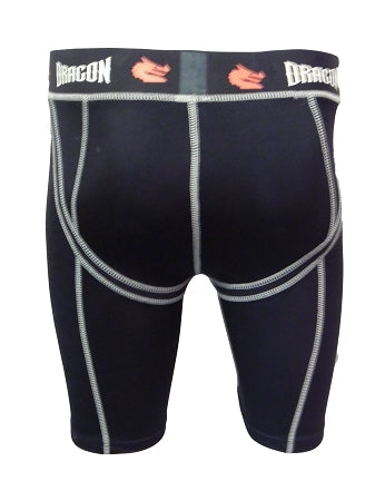 Dragon compression shorts with groin cup, rear view