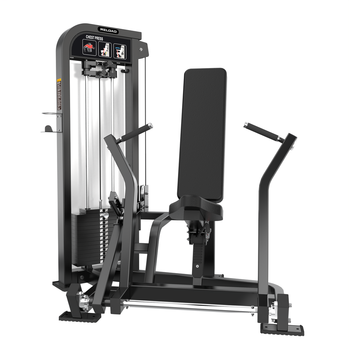 Reload HS-X Series chest press pin loaded machine HS01 - seated commercial chest press with enclosed weight stack