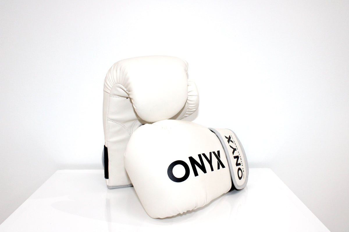 Onyx Premium boxing glove by Fitness Hero White colour