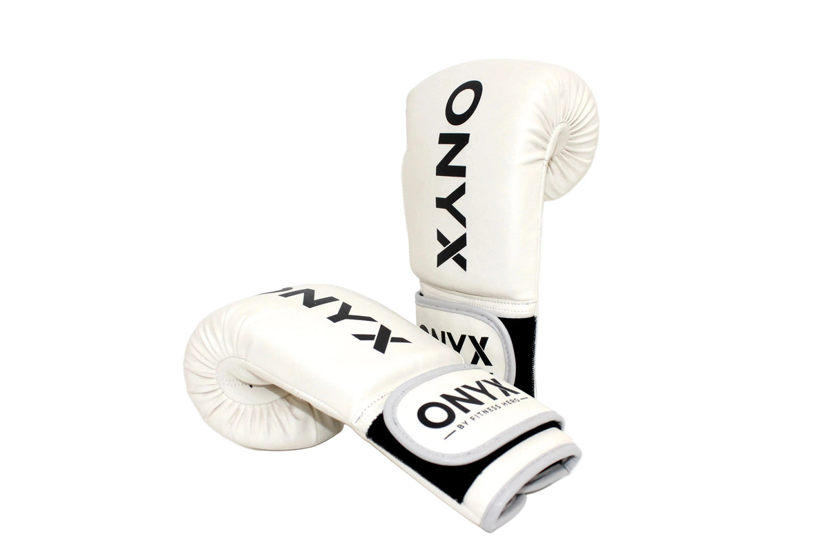 Onyx Premium boxing glove by Fitness Hero White colour