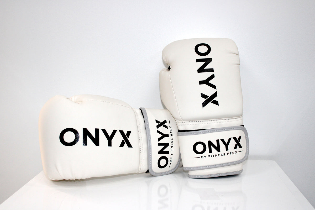 Onyx Premium boxing glove by Fitness Hero White colour