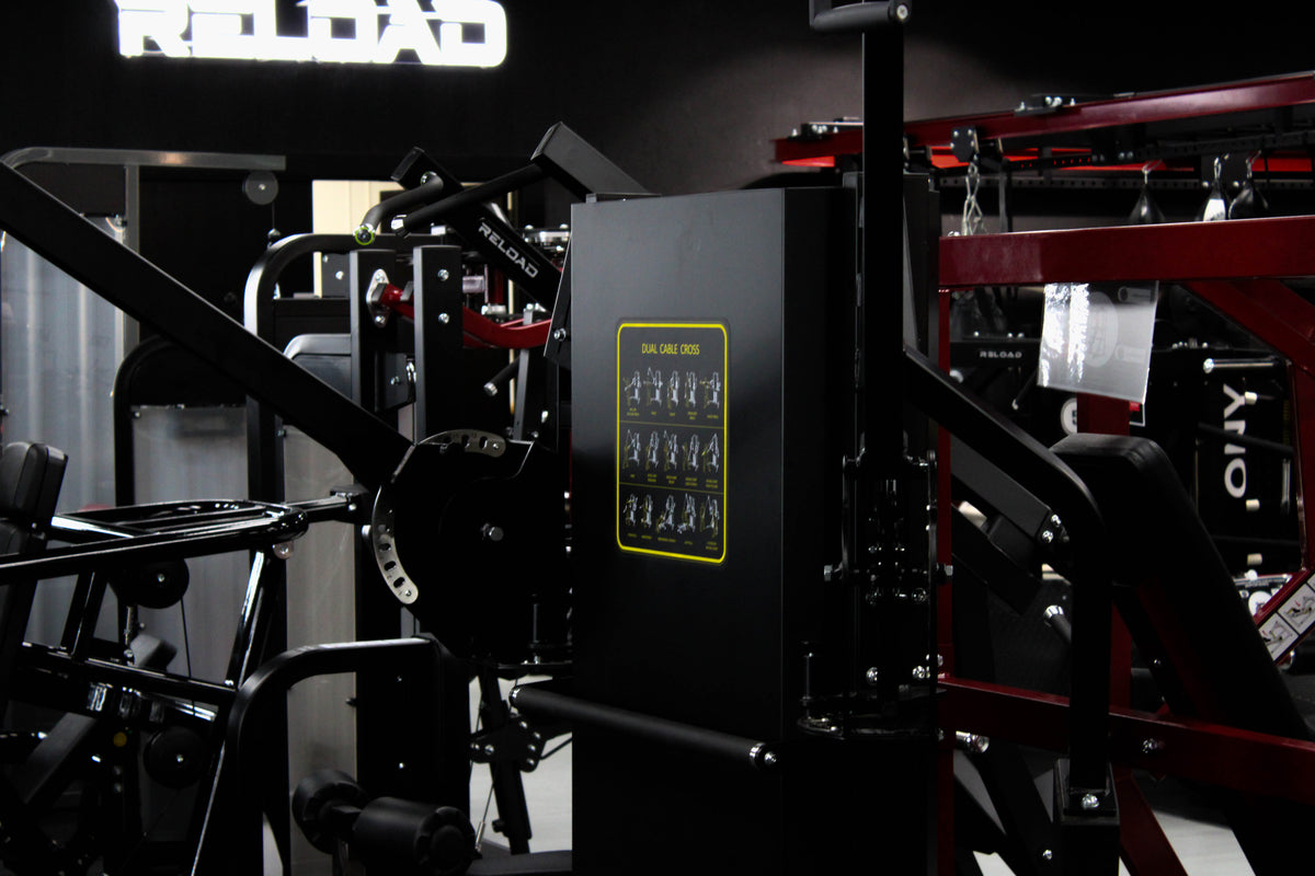 Dual cable Crossover fitness hero Multi Functional Trainer gym weightlifting bodybuilding equipment - Matte Black finish