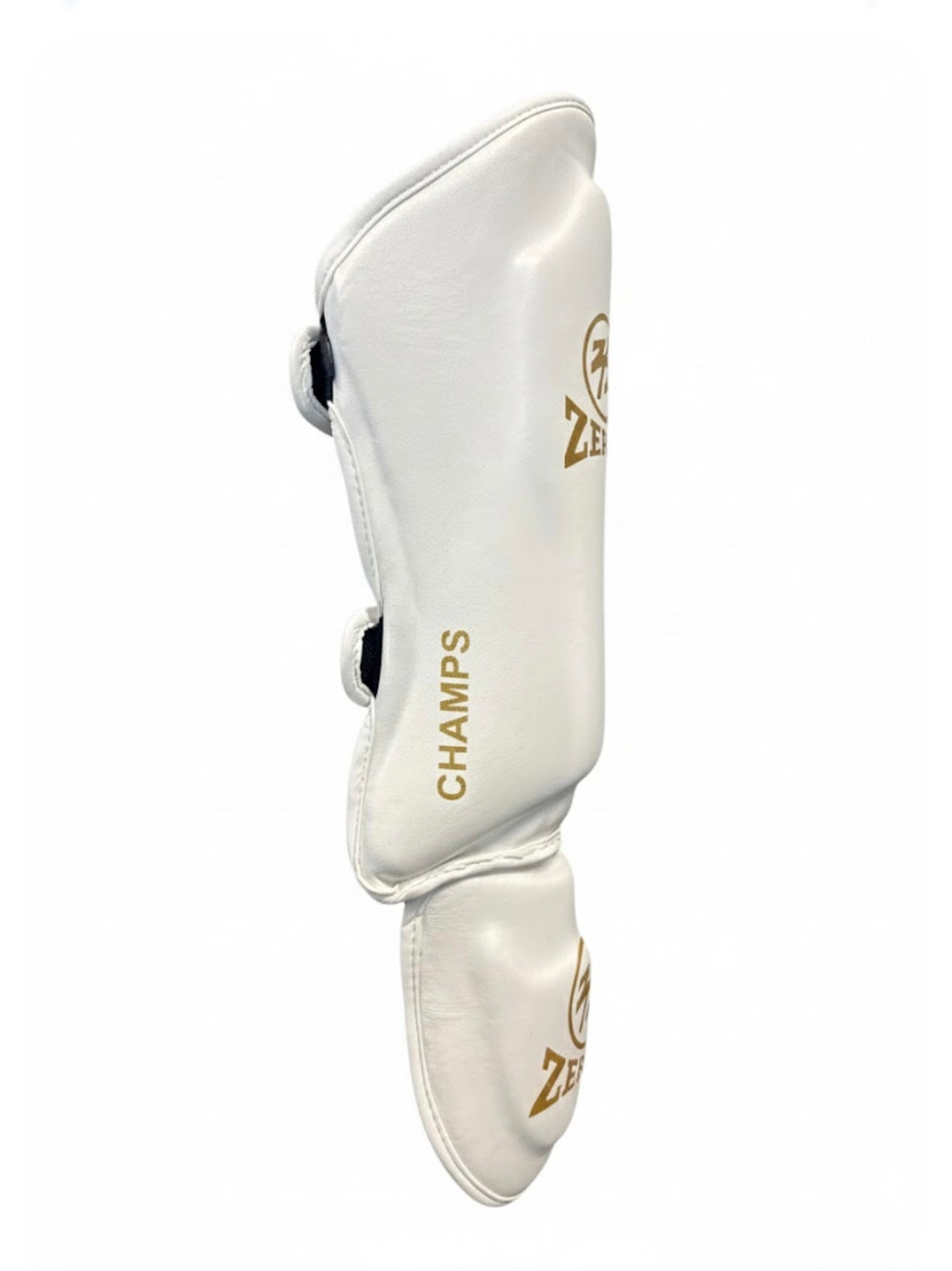 Zett Pro kickboxing shin insteps, on leg