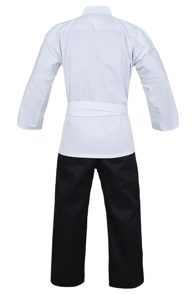 Dragon salt and pepper karate gi worn, back view