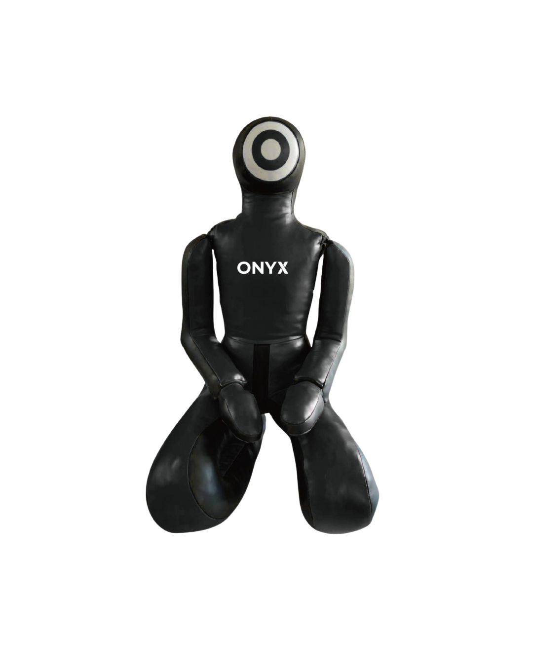 ONYX Shadow Grappler kneeling tactical dummy – front view with circular strike target