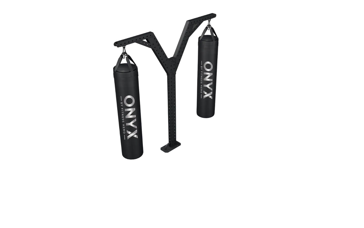 Adjustable heavy-duty punch bag hanger single or double sided gym frame
