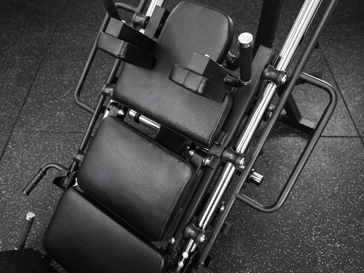 Reload V2 Dual Leg Press & Hack Squat Combo heavy duty strength machine Close up of seat