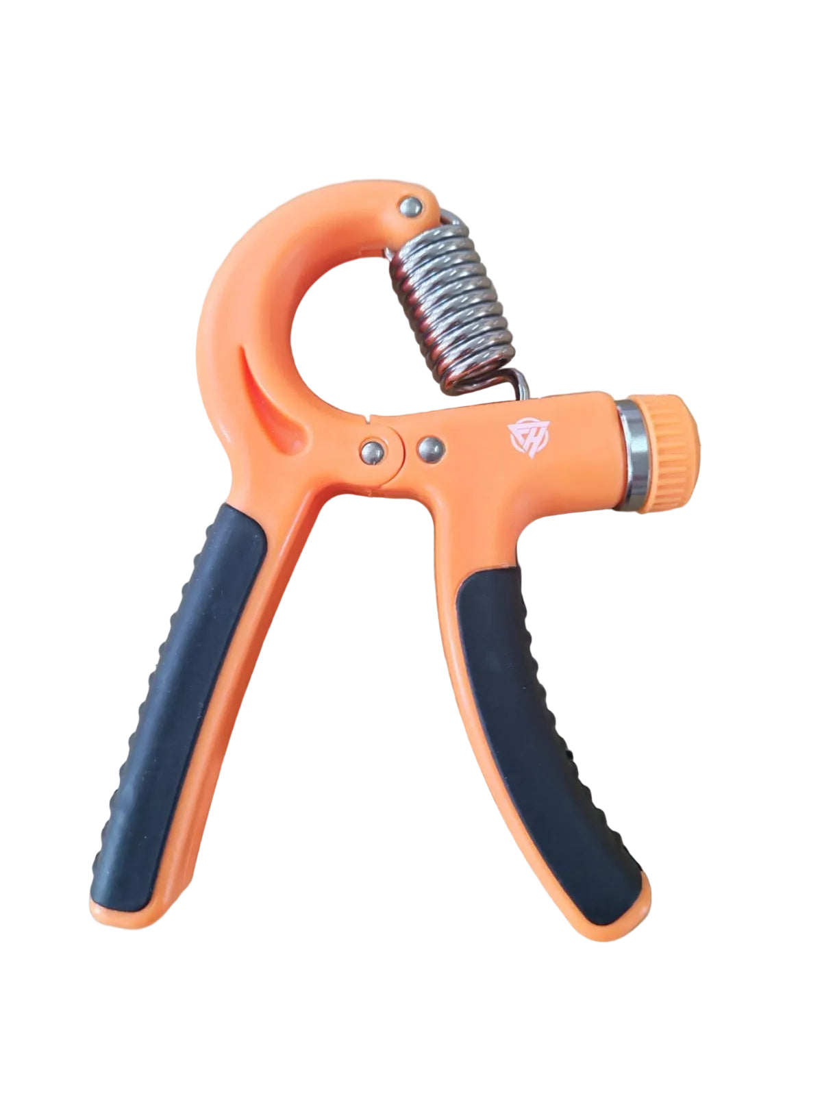 Fitness Hero Orange and black grip strengthener on a cardboard background