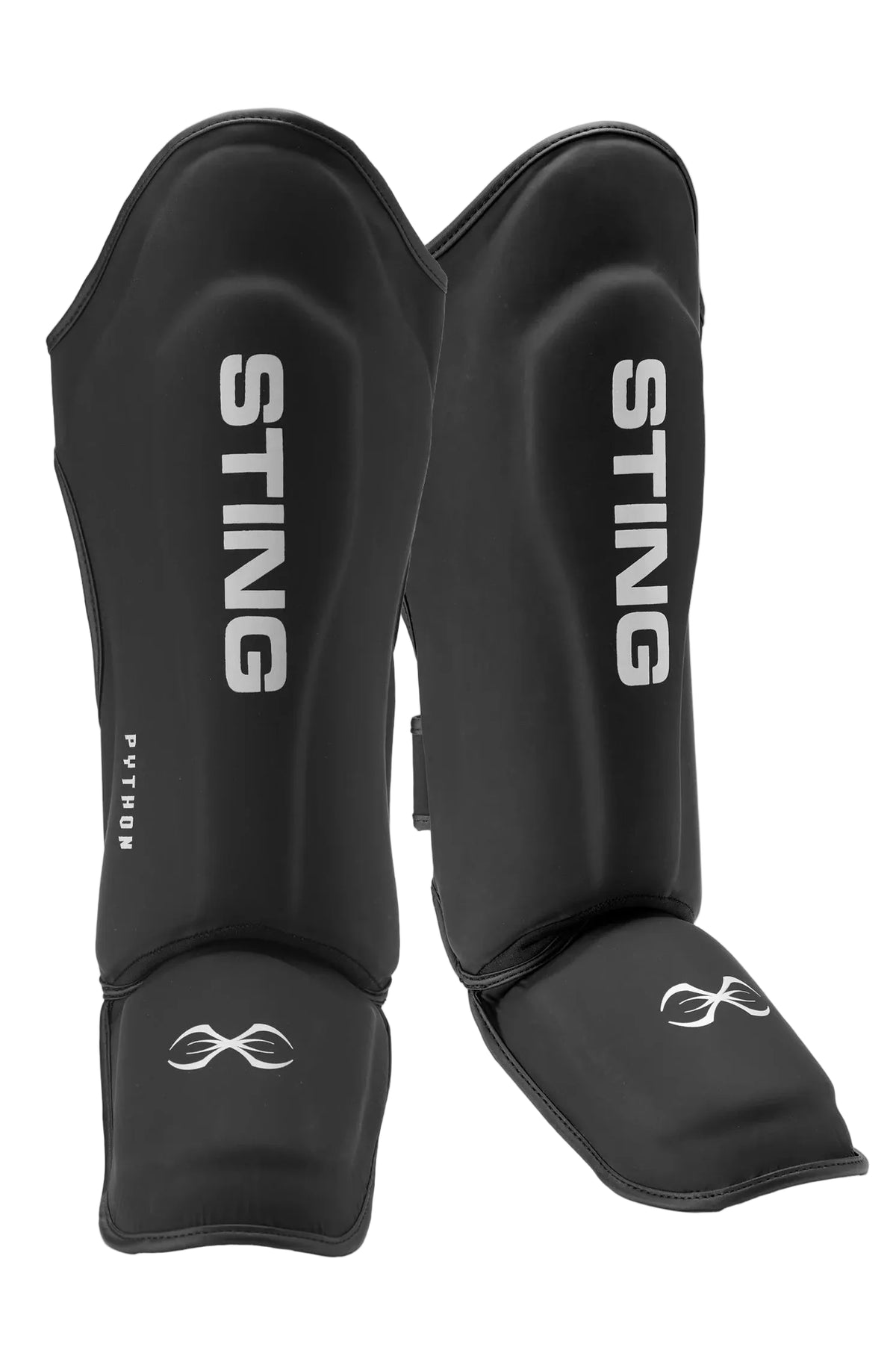 sting python mma shin guards black white training