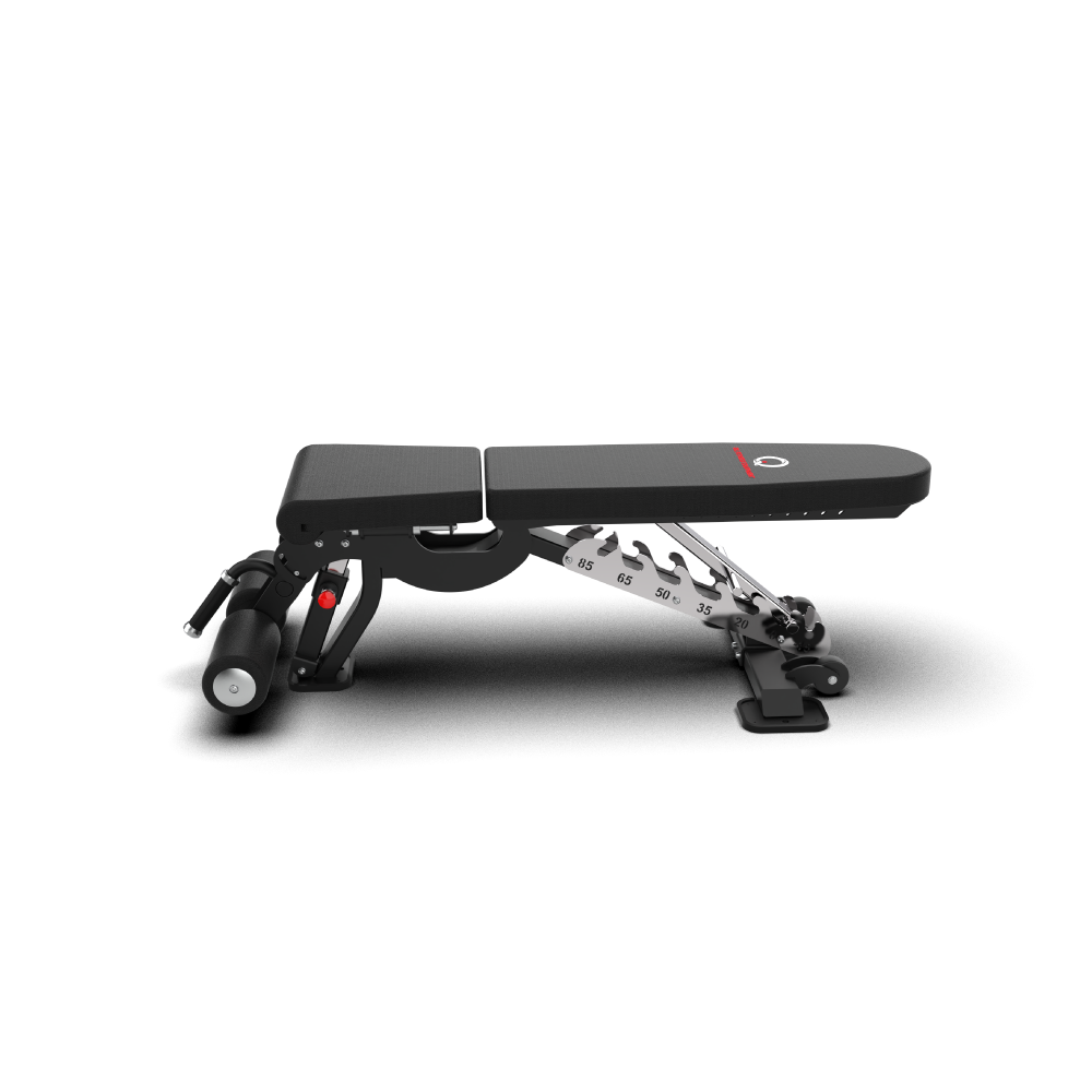 Side profile of the QLI QAB01 adjustable bench laid flat