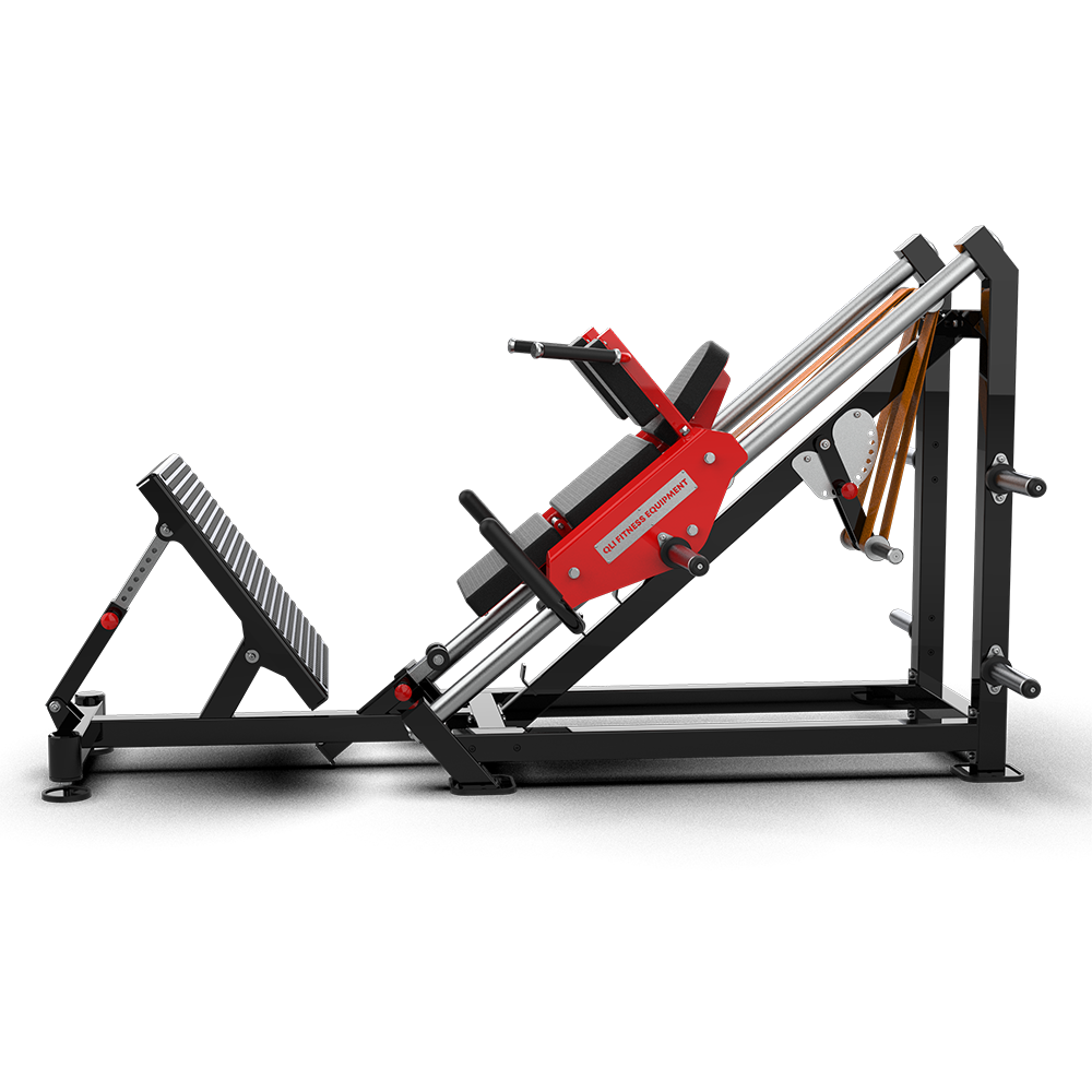 QLI QAHS100 hack squat carriage, showing the contoured shoulder pads and adjustable backrest