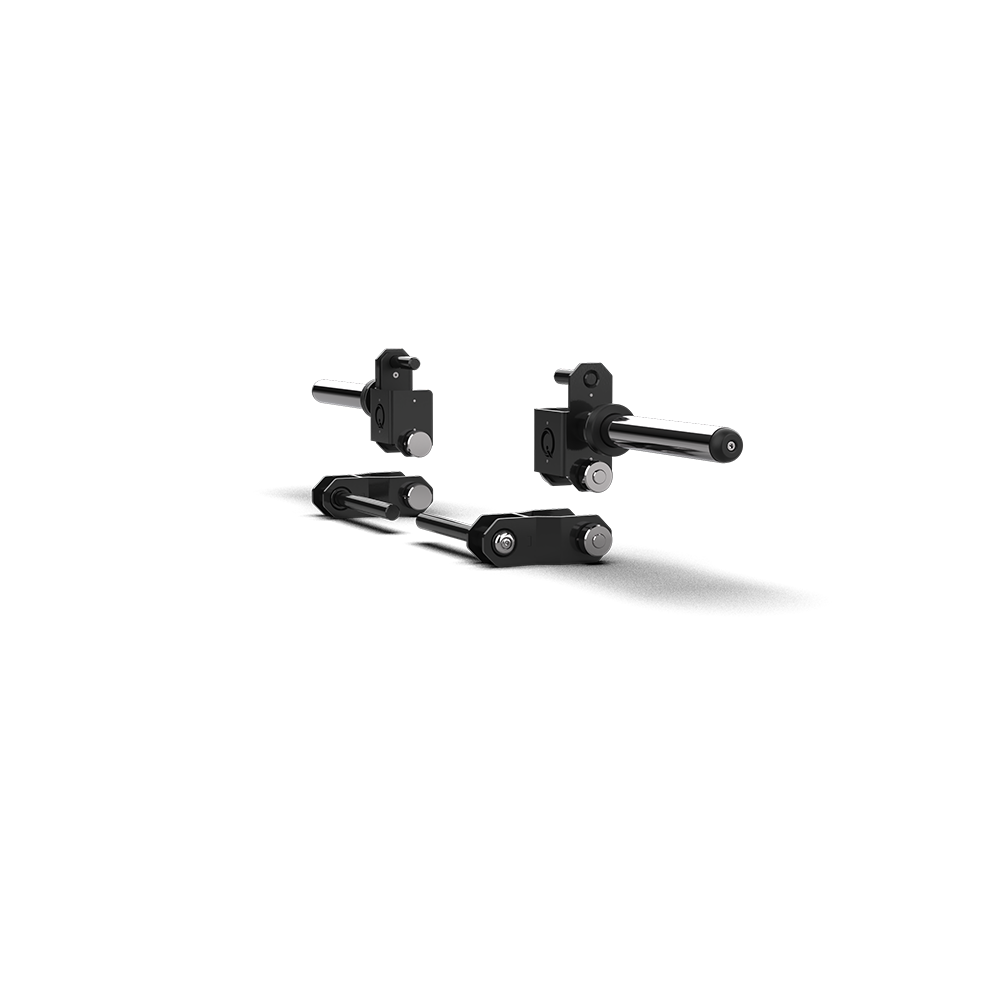 QLI QAJA14 jammer arm units three-quarter view, showing the rotary hooks