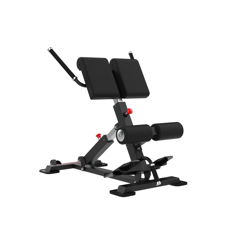 QLI Back Extension QBE030 hyperextension bench with split hip pads, twin ankle rollers and non-slip footplate