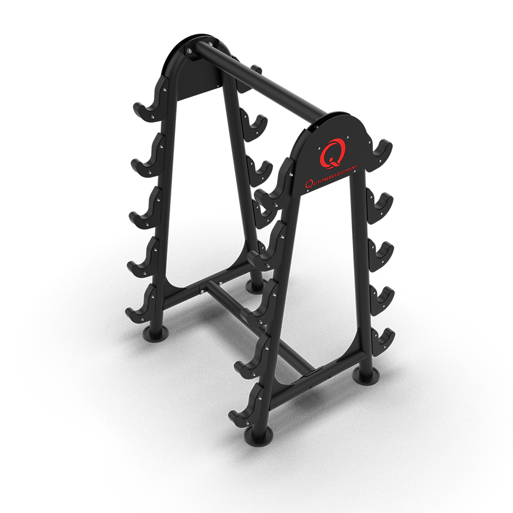 QLI QBSR92 barbell rack from above, showing the top crossbar and base frame joining the two A-frames