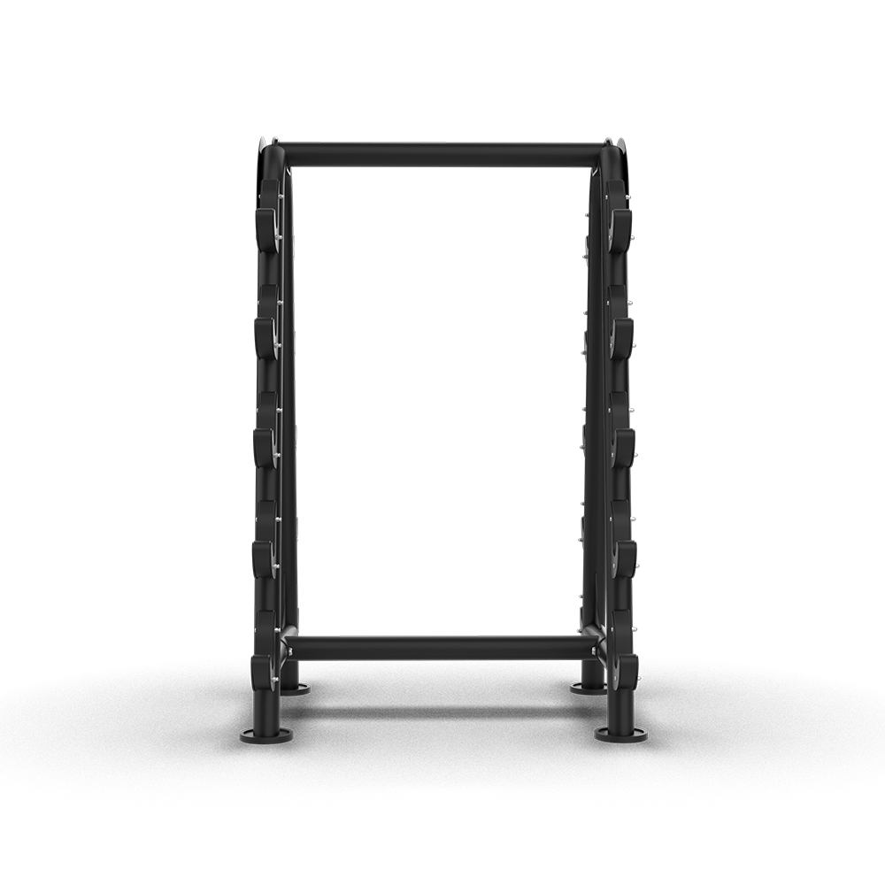 QLI QBSR92 barbell rack side-on, showing the stacked bar holders on each upright