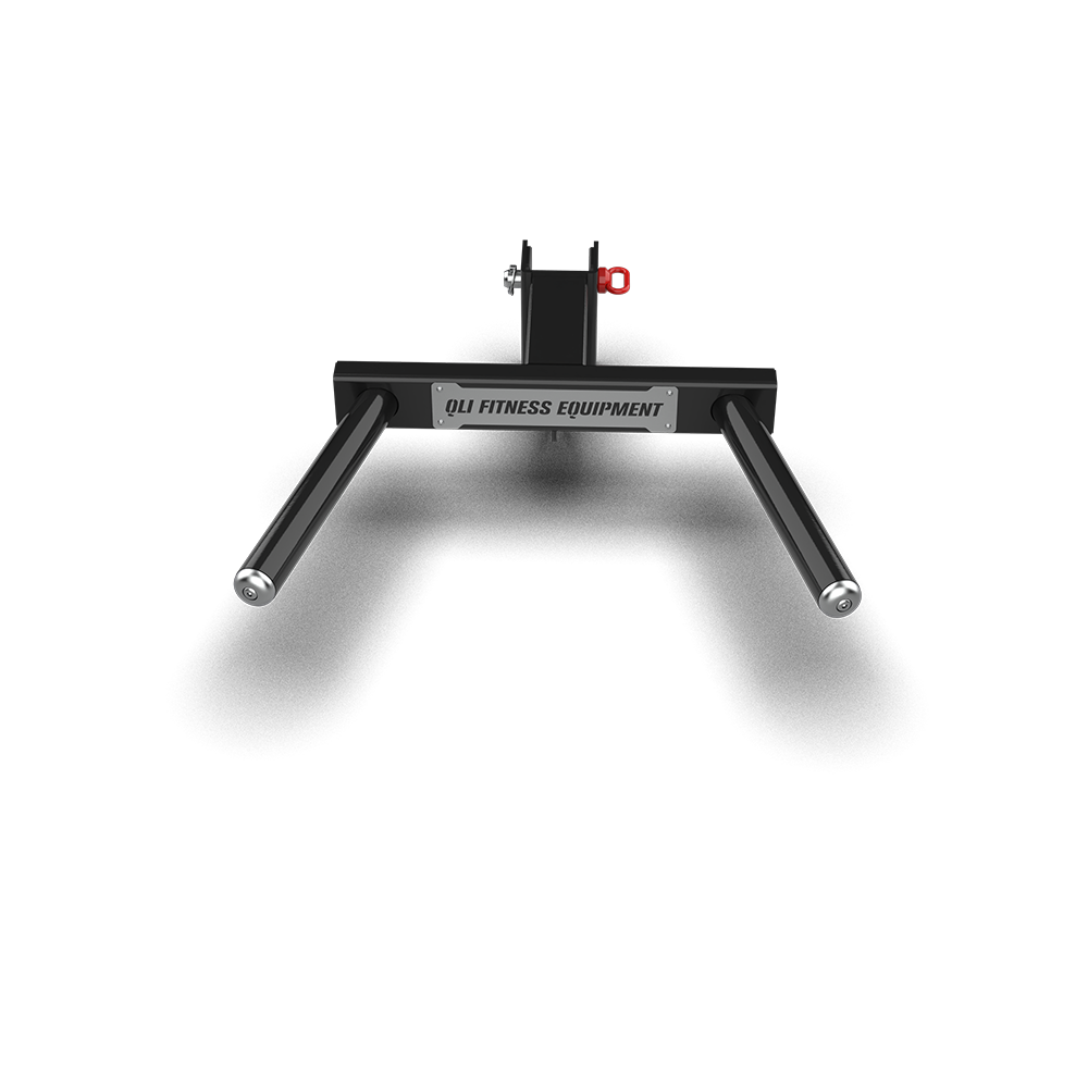 QLI QDBA27 dip bar attachment from the front, showing the branded bracket