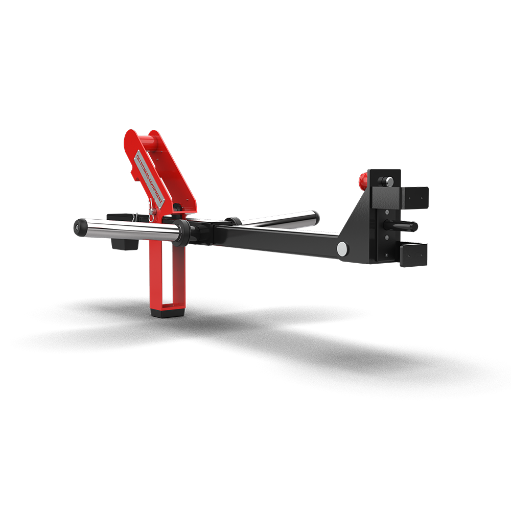 QLI Free Standing J Squat Single Sided QFSS058 lever arm with red handle yoke, plate sleeve and pivot bracket