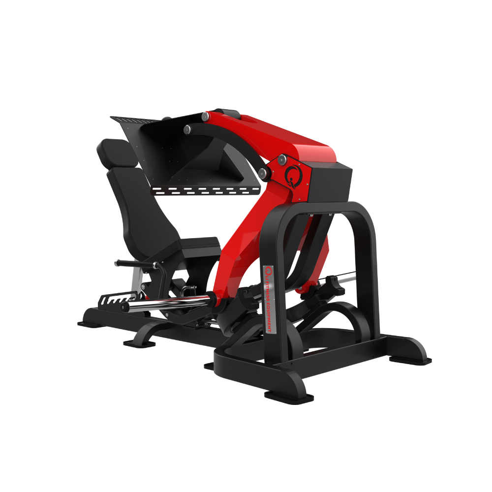 QLI QLP045 leg press three-quarter view, showing the side handles and frame