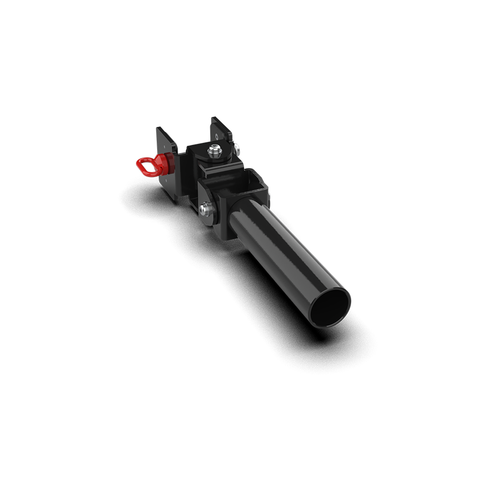 QLI Landmine Rack Attachment QLRA19, a rotating barbell sleeve on a rack bracket with a red locking pin