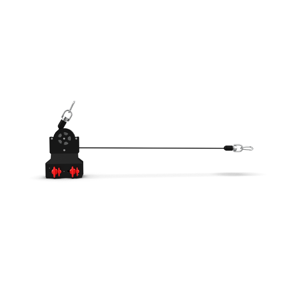 QLI QPCA12 pulley cable attachment side profile, showing the cable run