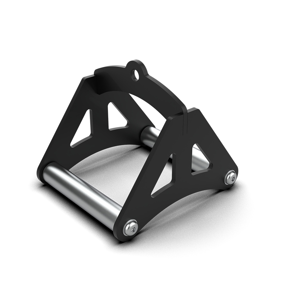 QLI QTGH07 triangle grip handle three-quarter view, showing the chrome roller