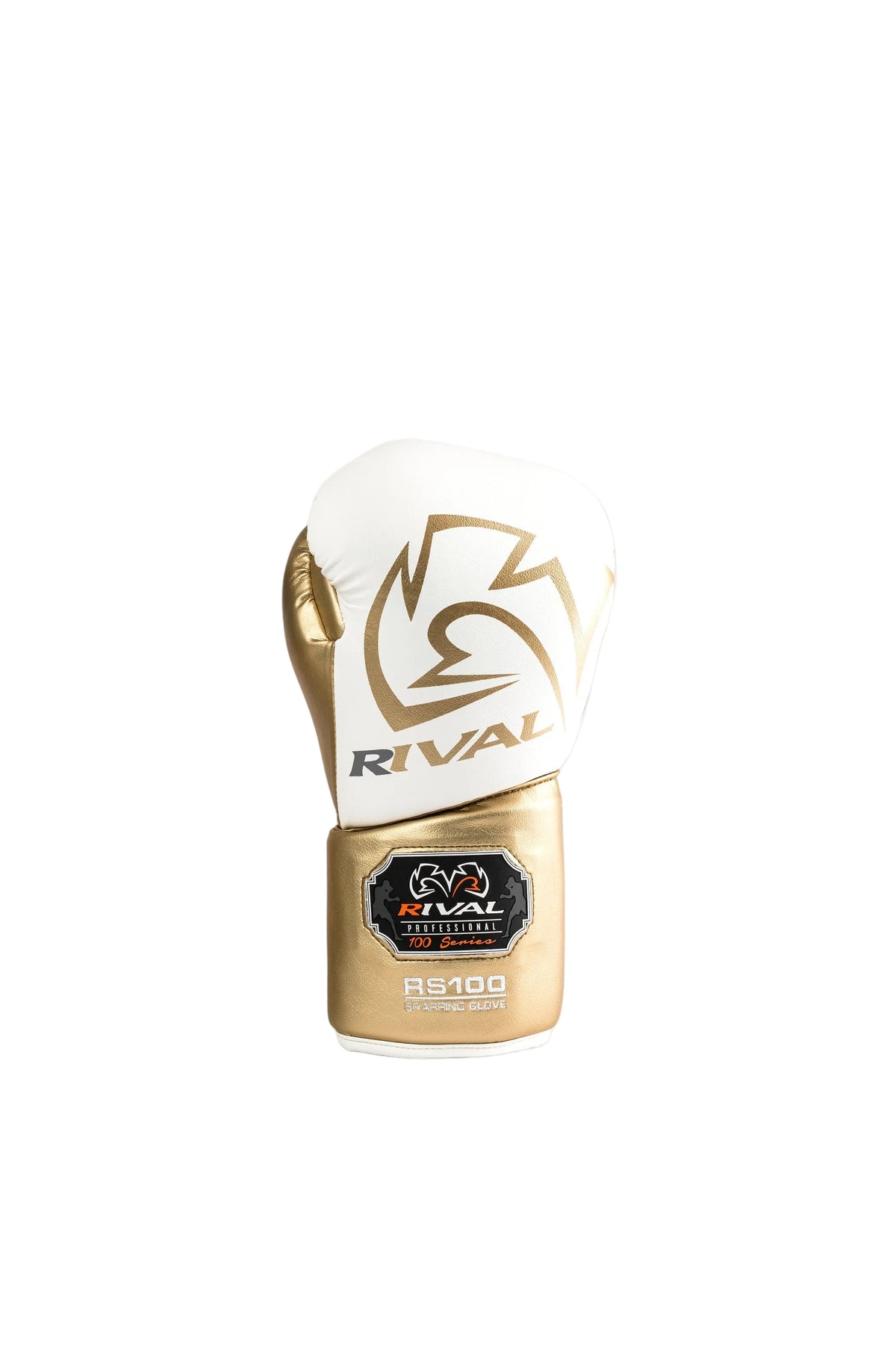 Rival RS100 Professional sparring gloves white and gold palm and lace detail
