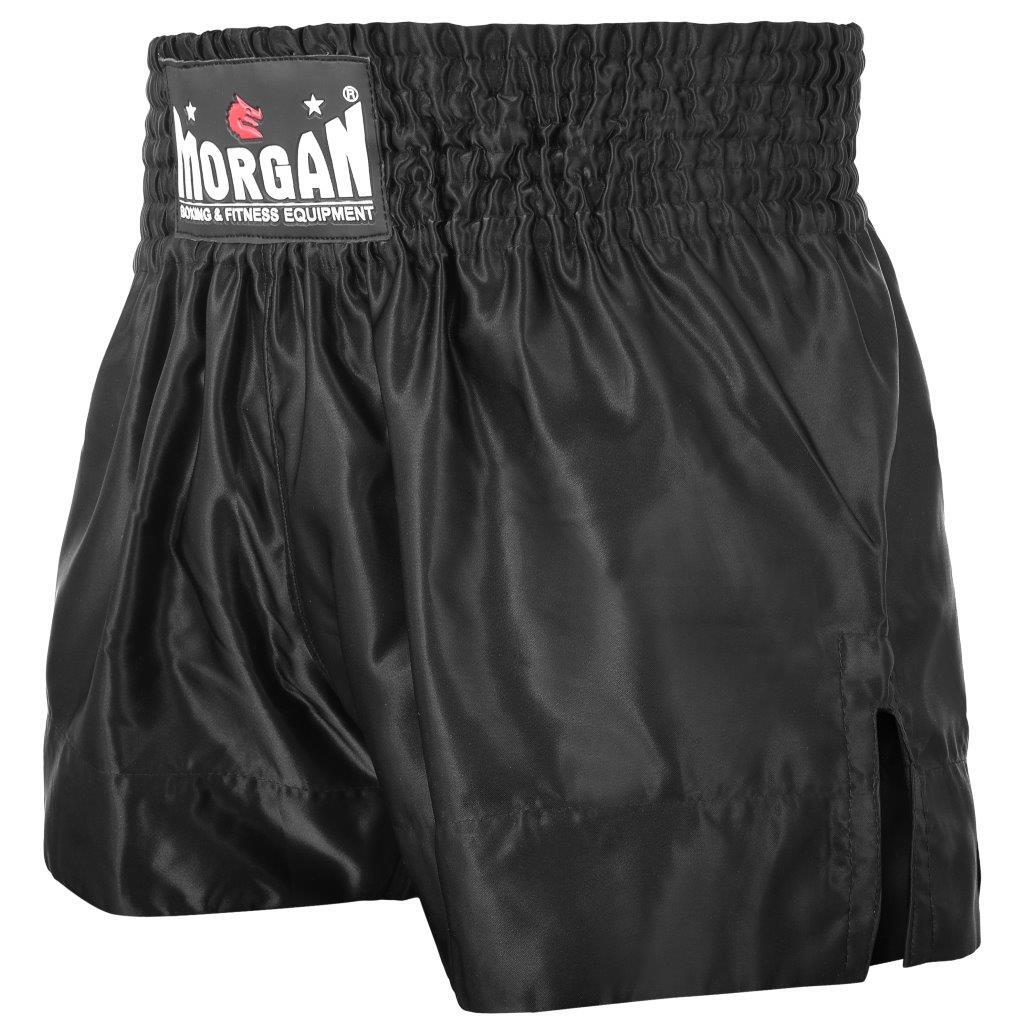 Morgan Muay Thai Shorts in all-black satin, additional view