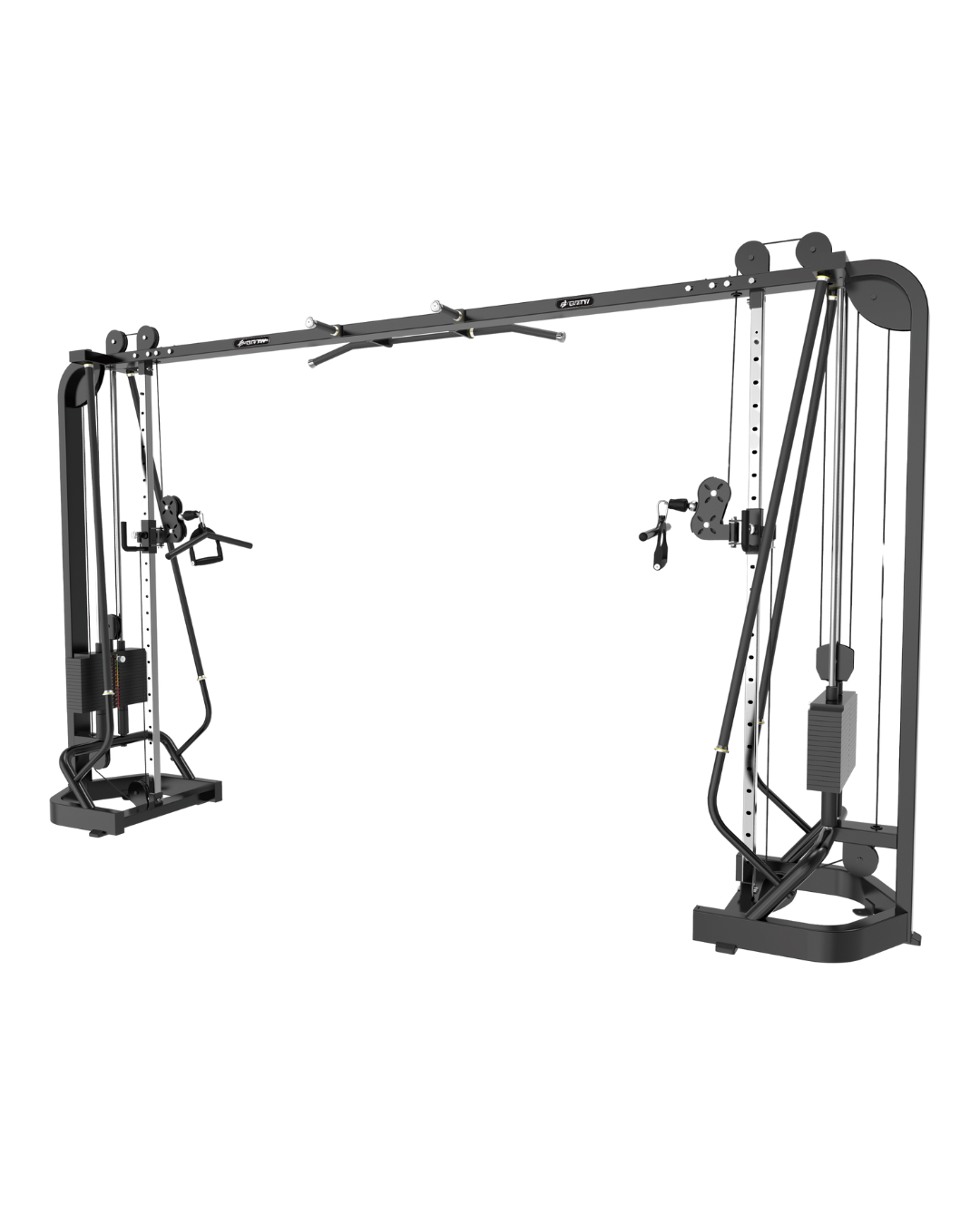 Synergy Series adjustable cable crossover with dual 80kg weight stacks in matte black