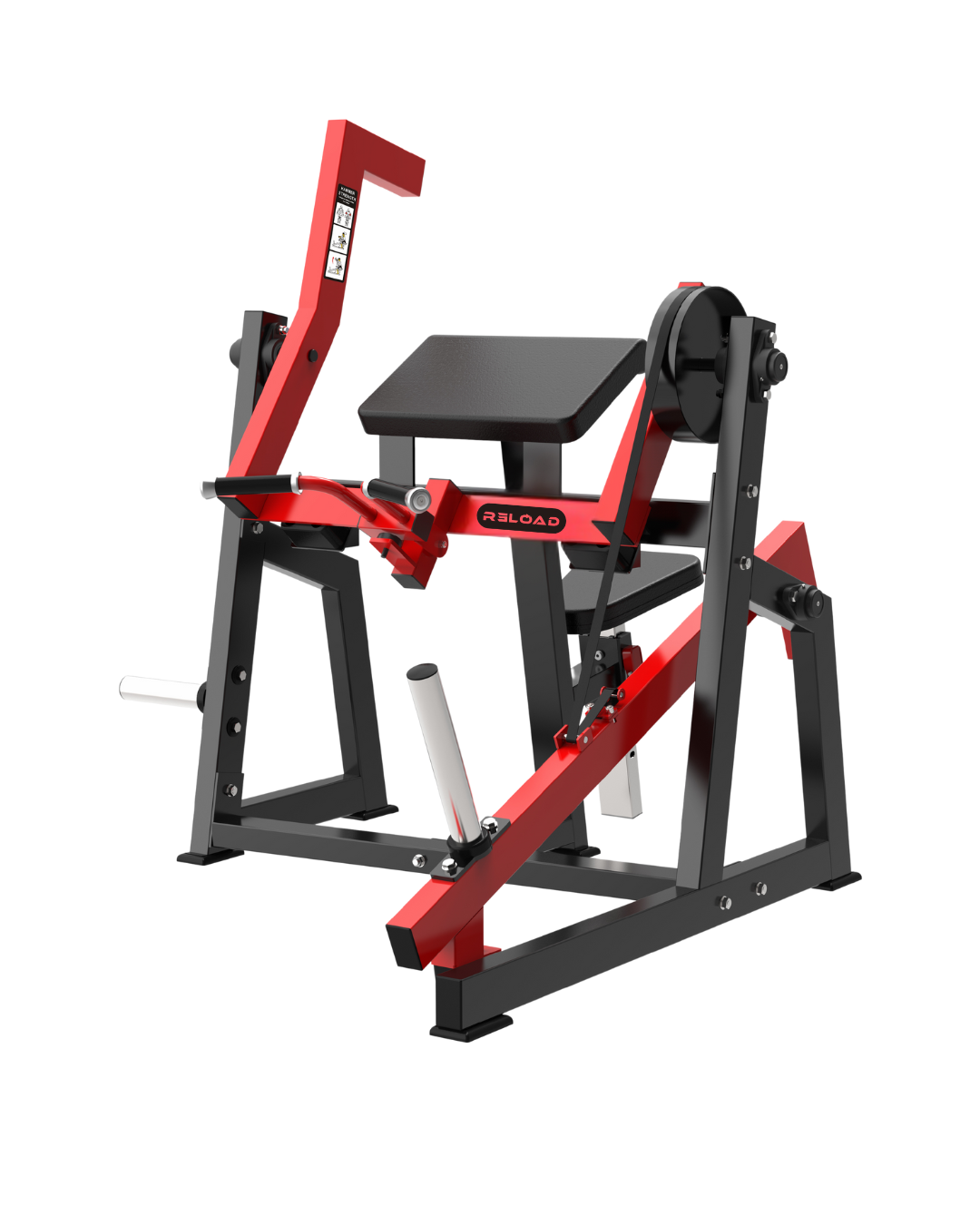 "Plate-loaded seated bicep curl machine for commercial gyms"