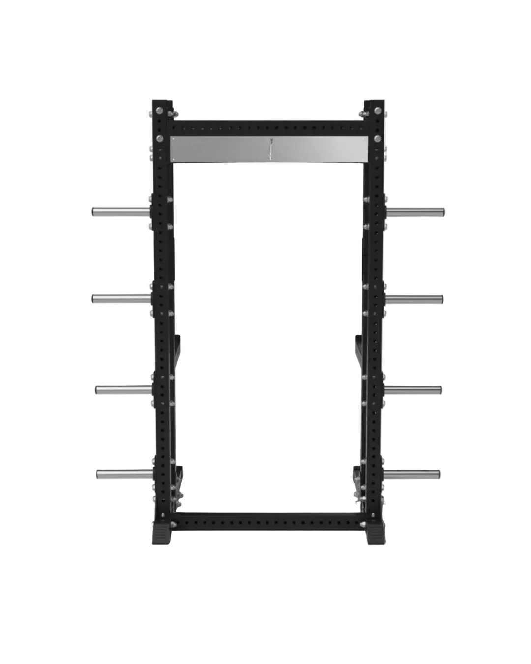 Heavy duty half rack with integrated plate storage pegs