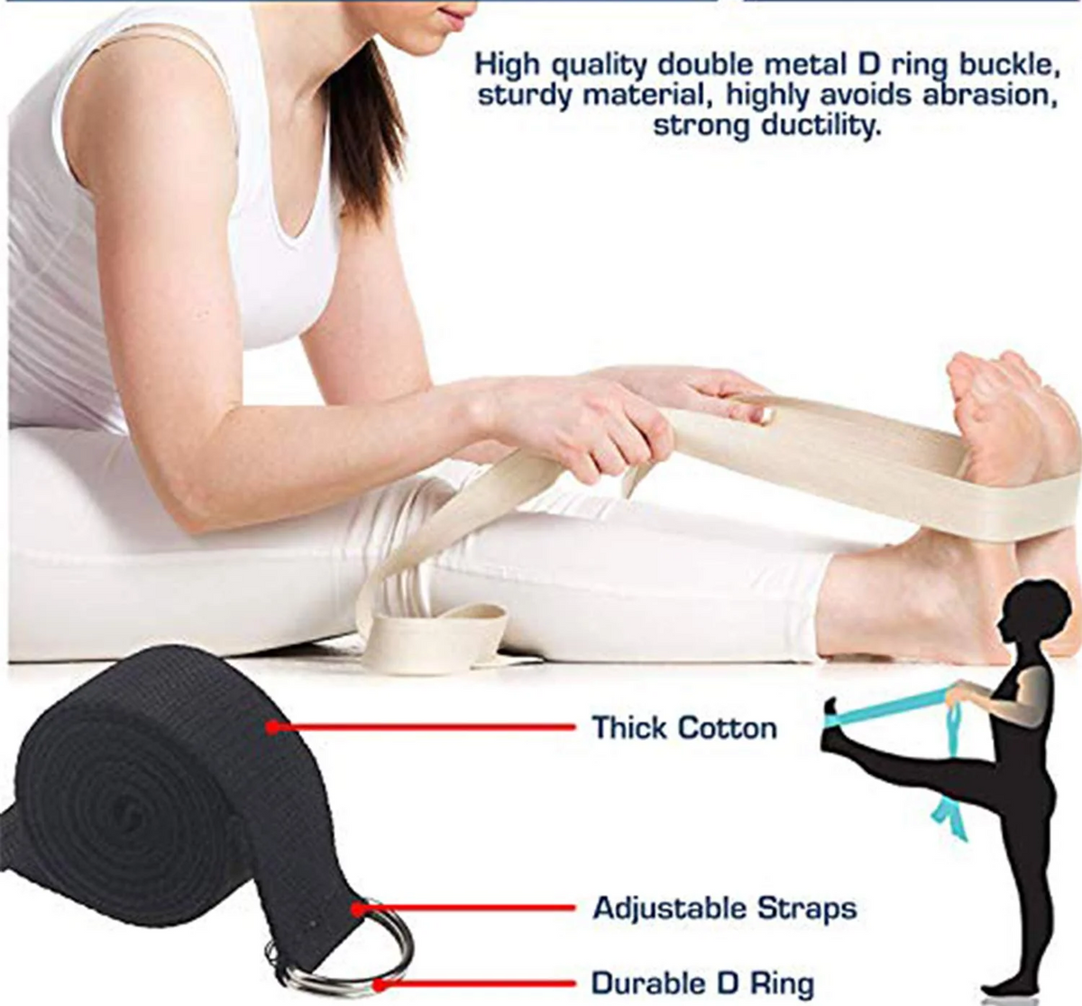 Morgan 1.83m yoga strap, detail view